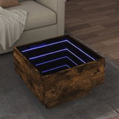 shumee vidaXL Konferenčný stolík s LED dymový dub 50x50x30 cm kompozit. drevo