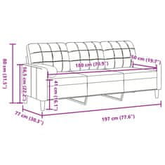 Petromila vidaXL 3-miestna pohovka s vankúšmi svetlosivá 180 cm zamat