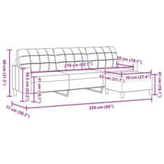 Petromila vidaXL 3-miestna pohovka s podnožkou krémová 210 cm látka