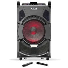 Akai Reproduktor , DJ-S3HB, přenosný, BT, bezdrátový mikrofon, dálkový ovladač, frekvence: FM 87,5-108 MHz, 280 W