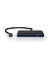 Port Designs PORT CONNECT USB-C HUB, 4x USB 3.0, čierny