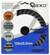 GEKO Brúsny diamantový kotúč 125 x 22 mm TURBO bez závitu