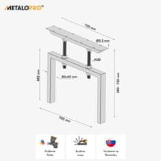 MetaloPro MetaloPro 2x Stolové nohy Etamin Screw kovové, stabilné stolové podnože, stolové nohy čierne, stolové podnože do jedálne, Kovové nohy, Výška 72 cm