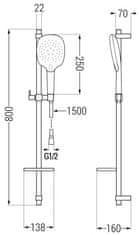 Mexen Dq22 posuvný sprchový set, chróm (785224581-00)