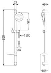 Mexen Df67 posuvný sprchový set, chróm (785674582-00)