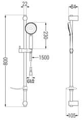 Mexen Df75 posuvný sprchový set, chróm (785754582-00)