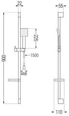 Mexen Ds45 posuvný sprchový set, čierna (785454583-70)