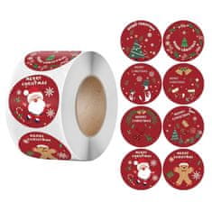 HOME & MARKER® Veselé vianočné darčekové nálepky v rolke (500 ks, priemer 2,5 cm) | XMASROLL