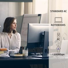 Qoltec Wireless Ultrafast DUAL mini WiFi adaptér 2 x 2dBi | Standard AC | USB 3.0 | 1300Mbps