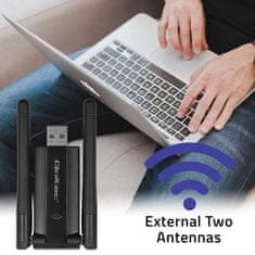 Qoltec Vysokorýchlostný bezdrôtový USB DUAL Wi-Fi adaptér Qoltec 2 x 2dBi | Standard AC | USB 3.0 | 1200Mbps