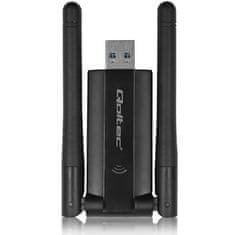 Qoltec Vysokorýchlostný bezdrôtový USB DUAL Wi-Fi adaptér Qoltec 2 x 2dBi | Standard AC | USB 3.0 | 1200Mbps