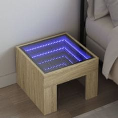 shumee vidaXL Nočný stolík s nekonečnými LED dub sonoma 40x40x30 cm