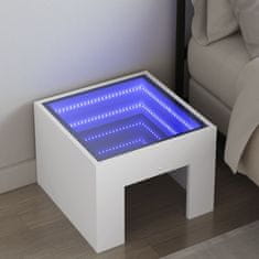 shumee vidaXL Nočný stolík s nekonečnými LED biely 40x40x30 cm