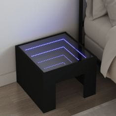 shumee vidaXL Nočný stolík s nekonečnými LED čierny 40x40x30 cm