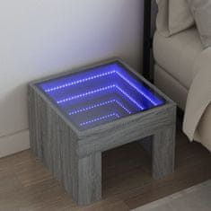 shumee vidaXL Konferenčný stolík s nekonečnými LED sivý sonoma 40x40x30 cm