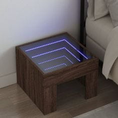 shumee vidaXL Nočný stolík s nekonečnými LED hnedý dub 40x40x30 cm