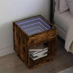 shumee vidaXL Nočný stolík s nekonečnými LED hnedý dub 40x40x50 cm