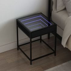 shumee vidaXL Nočný stolík s nekonečnými LED čierny 40x40x51 cm