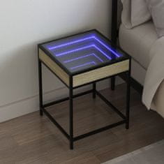 shumee vidaXL Nočný stolík s nekonečnými LED dub sonoma 40x40x51 cm