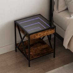 shumee vidaXL Nočný stolík s nekonečnými LED dymový dub 40x40x49 cm