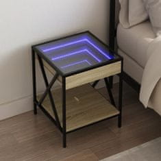 shumee vidaXL Nočný stolík s nekonečnými LED dub sonoma 40x40x49 cm