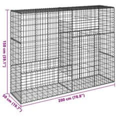 Petromila vidaXL Gabiónový kôš s krytom 200x50x150 cm pozinkované železo