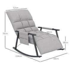 HOMCOM Hojdacie Kreslo Relax Chair Opierka Nôh Hojdacie Kreslo Bočné Vrecko Nastaviteľná Opierka Chrbta Do 120 Kg Mikrovlákno Sivá 