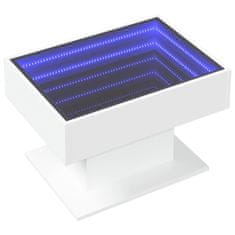 Vidaxl Konferenčný stolík s LED biely 70x50x45 cm kompozitné drevo