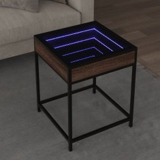 shumee vidaXL Konferenčný stolík s nekonečnými LED hnedý dub 40x40x51 cm