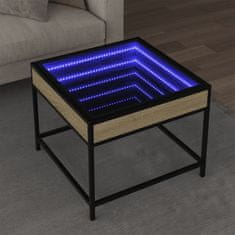 shumee vidaXL Konferenčný stolík s nekonečnými LED dub sonoma 50x50x41 cm