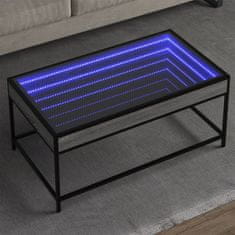 shumee vidaXL Konferenčný stolík s nekonečnými LED sivý sonoma 90x50x41 cm