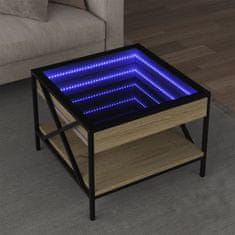 shumee vidaXL Konferenčný stolík s nekonečnými LED dub sonoma 50x50x38 cm