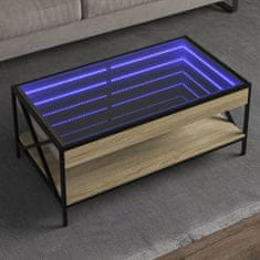 shumee vidaXL Konferenčný stolík s nekonečnými LED dub sonoma 90x50x38 cm