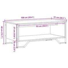 Vidaxl Konferenčný stolík dymový dub 100x51x40 cm kompozitné drevo