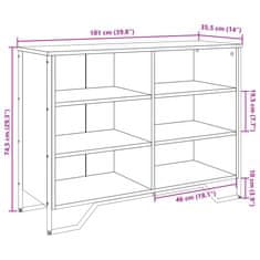 Petromila vidaXL Komoda dymový dub 101x35,5x74,5 cm kompozitné drevo