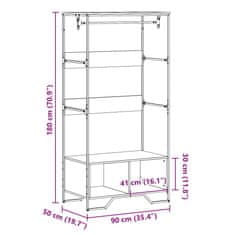 Vidaxl Šatník dub sonoma 90x50x180 cm kompozitné drevo