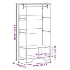 Vidaxl Šatník hnedý dub 90x50x180 cm kompozitné drevo