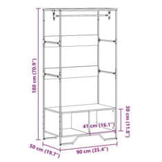 Vidaxl Šatník čierny 90x50x180 cm kompozitné drevo