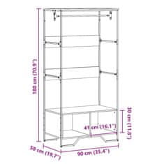 Vidaxl Šatník dymový dub 90x50x180 cm kompozitné drevo