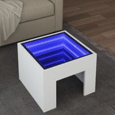 shumee vidaXL Nočný stolík s nekonečnými LED biely 40x40x30 cm