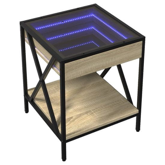 Vidaxl Konferenčný stolík s nekonečnými LED dub sonoma 40x40x49 cm