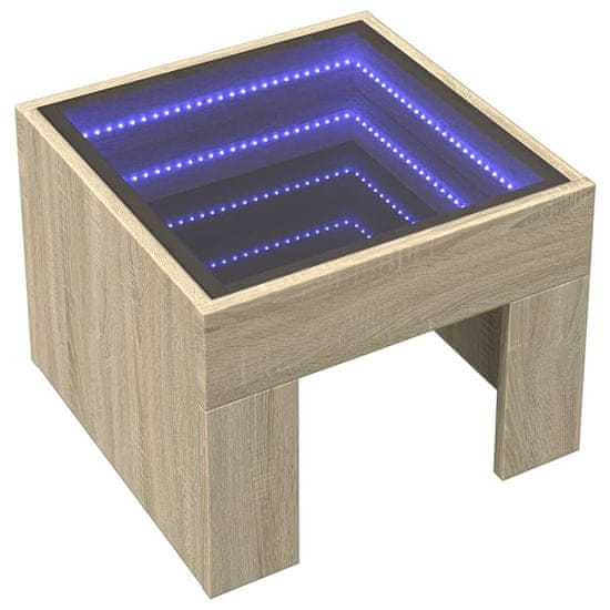 Vidaxl Konferenčný stolík s nekonečnými LED dub sonoma 40x40x30 cm