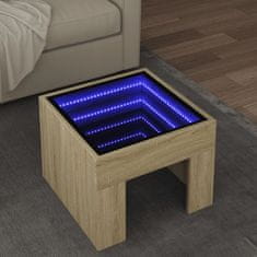 shumee vidaXL Konferenčný stolík s nekonečnými LED dub sonoma 40x40x30 cm