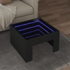 shumee vidaXL Konferenčný stolík s nekonečnými LED čierny 50x50x30 cm