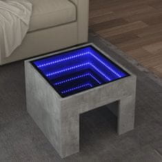 shumee vidaXL Konferenčný stolík s nekonečnými LED betónovosivý 40x40x30 cm