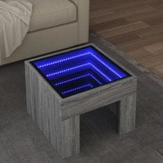 shumee vidaXL Konferenčný stolík s nekonečnými LED sivý sonoma 40x40x30 cm