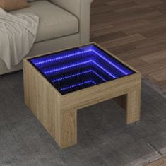 shumee vidaXL Konferenčný stolík s nekonečnými LED dub sonoma 50x50x30 cm