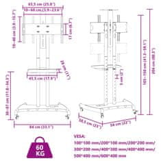 Vidaxl TV stojan na kolieskach 32-70 palcov Max VESA 600x400 mm 60 kg