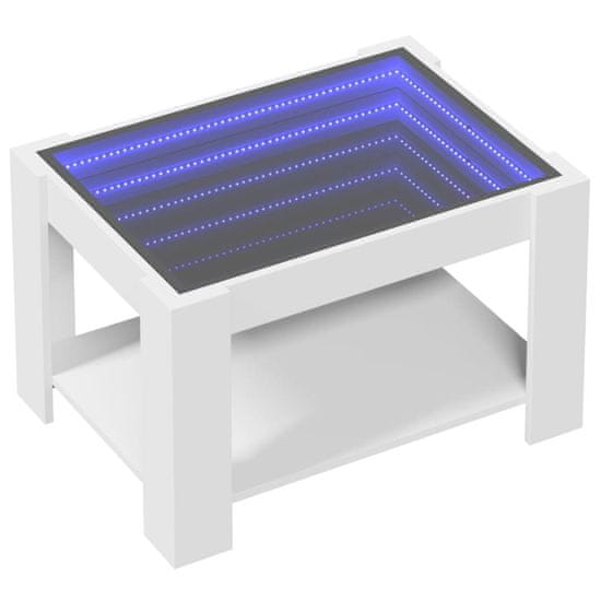 Vidaxl Konferenčný stolík s LED biely 73x53x45 cm kompozitné drevo