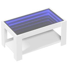 Vidaxl Konferenčný stolík s LED biely 93x53x45 cm kompozitné drevo